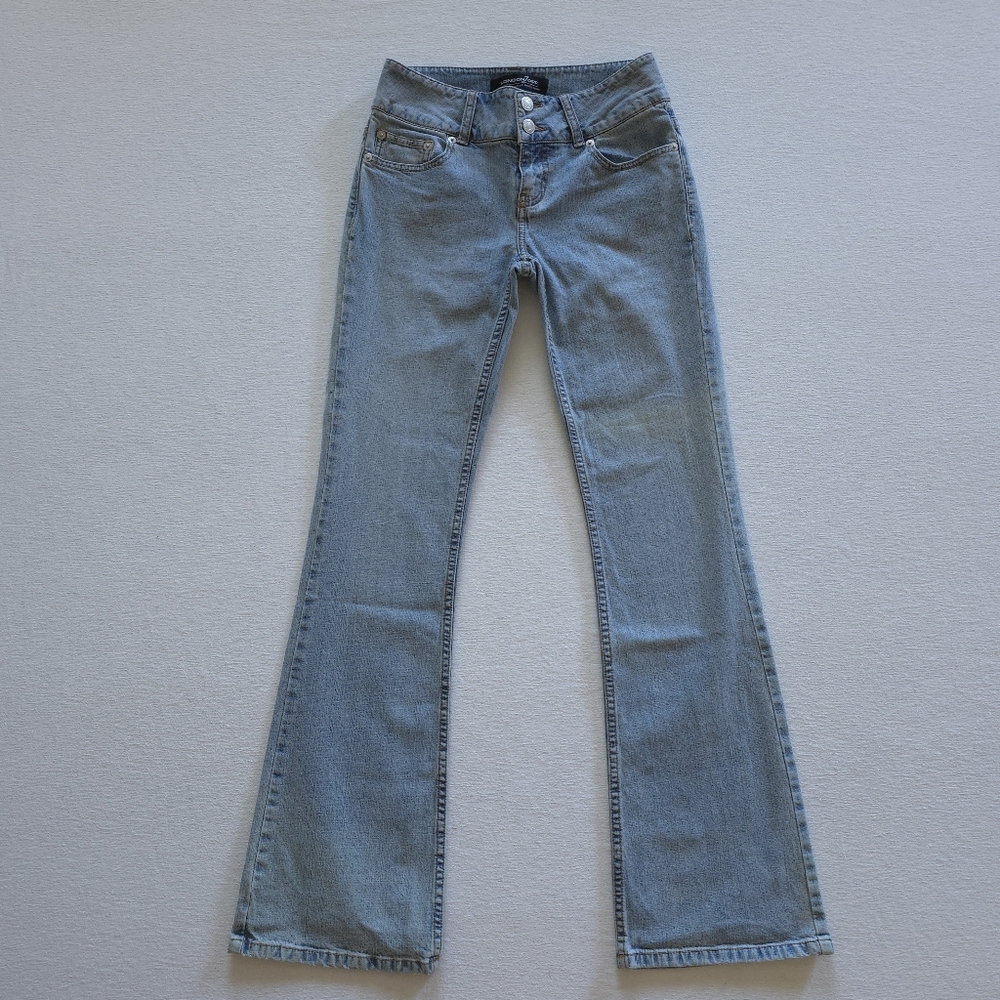 Vintage London Flare Jeans Double Button With Built In Butt Support Light Wash